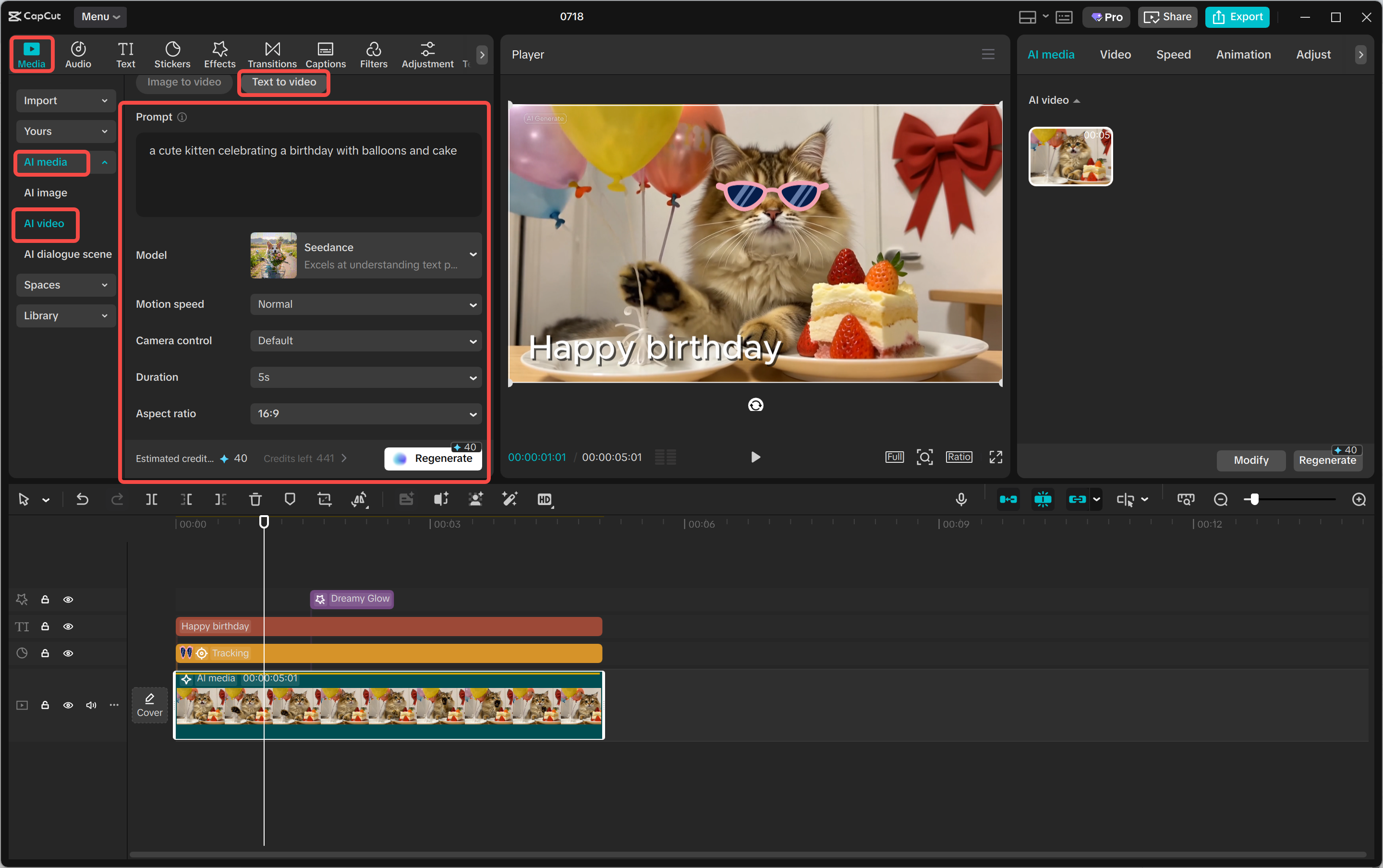Create a happy birthday video with AI from the CapCut desktop video editor