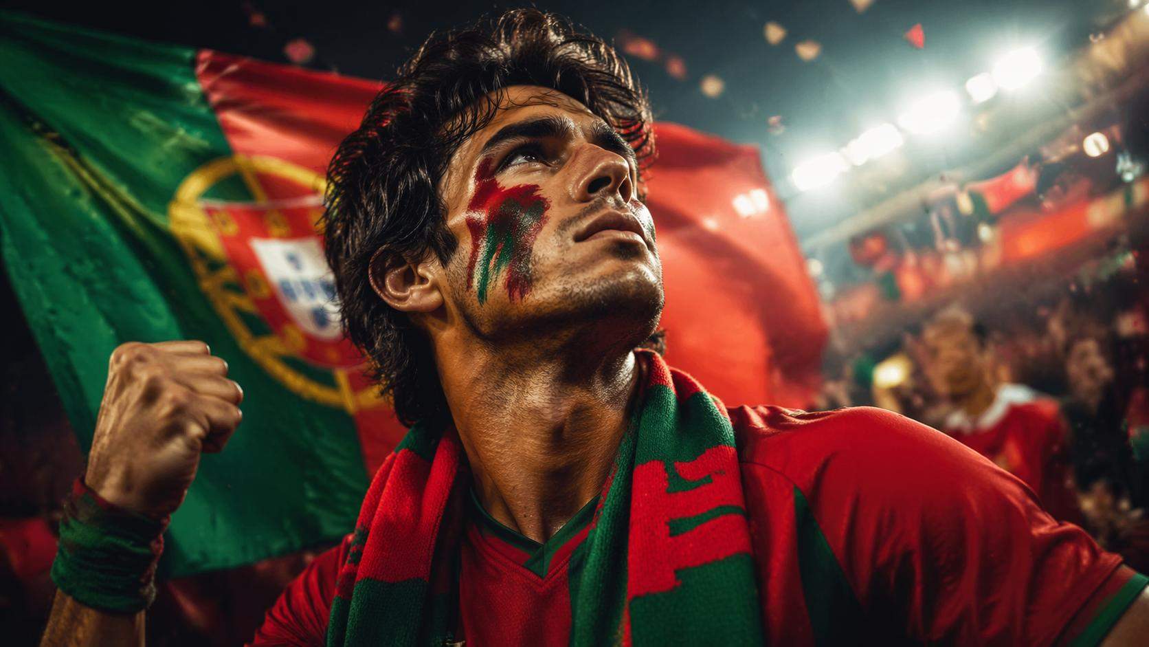 Vom Trikot der portugiesischen Fans inspiriertes Stadionposter