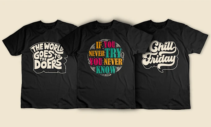 Trendy typography styles on t-shirts