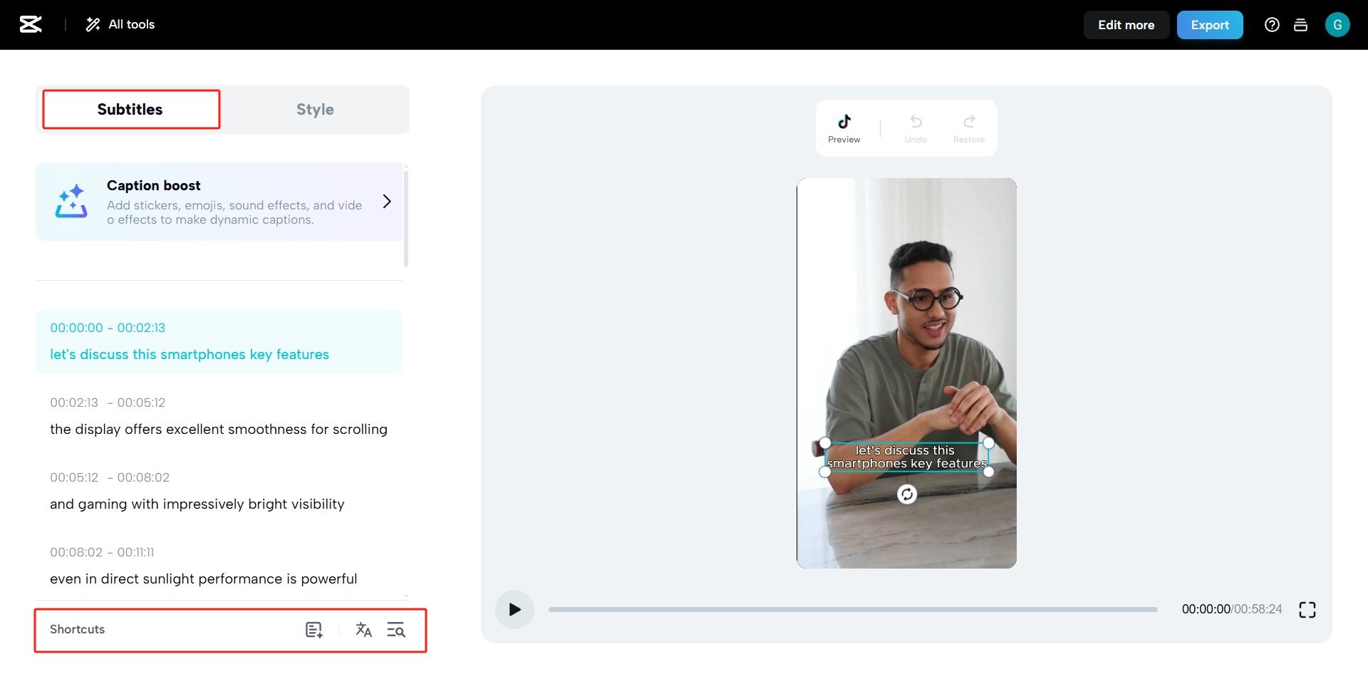 Choose or customize your caption style