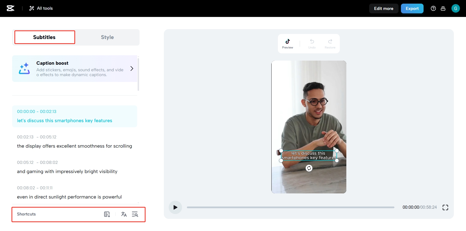 Choose or customize your caption style