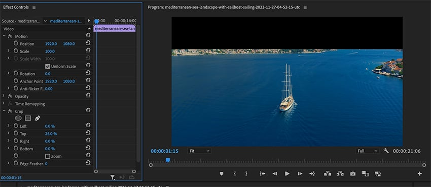 Adjust the crop settings