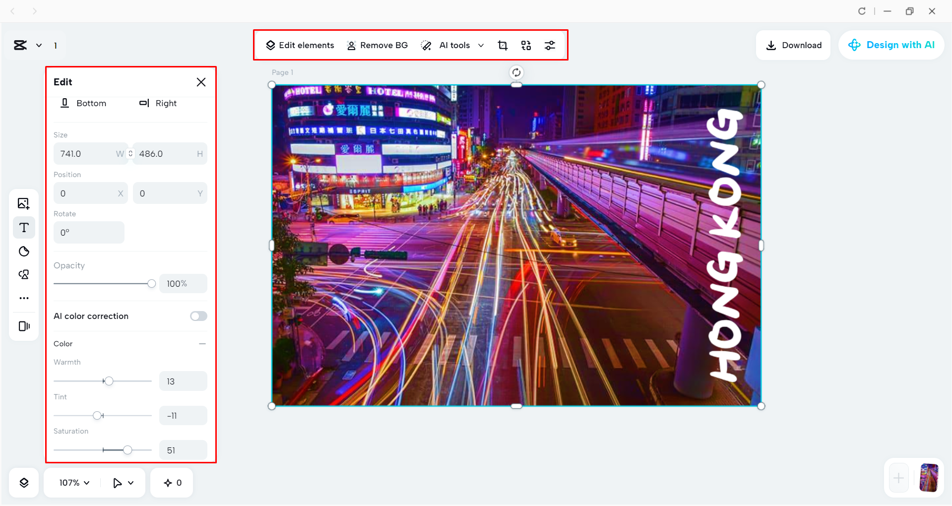 Editing the image with the CapCut desktop video editor