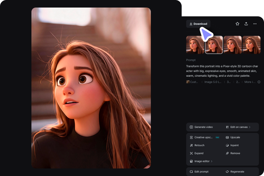 Affinez et téléchargez votre photo de dessin animé