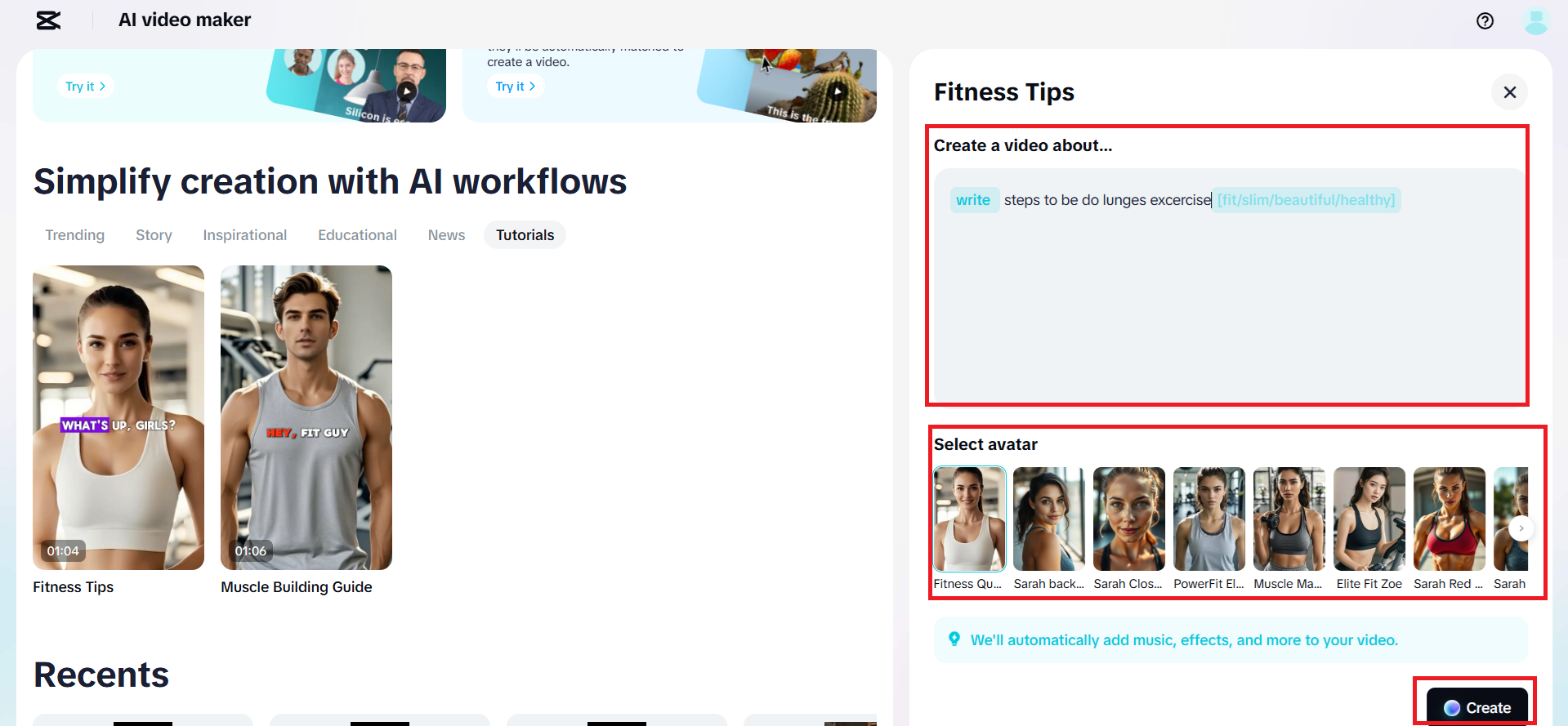 Ilagay ang iyong ideya at pumili ng iyong trainer