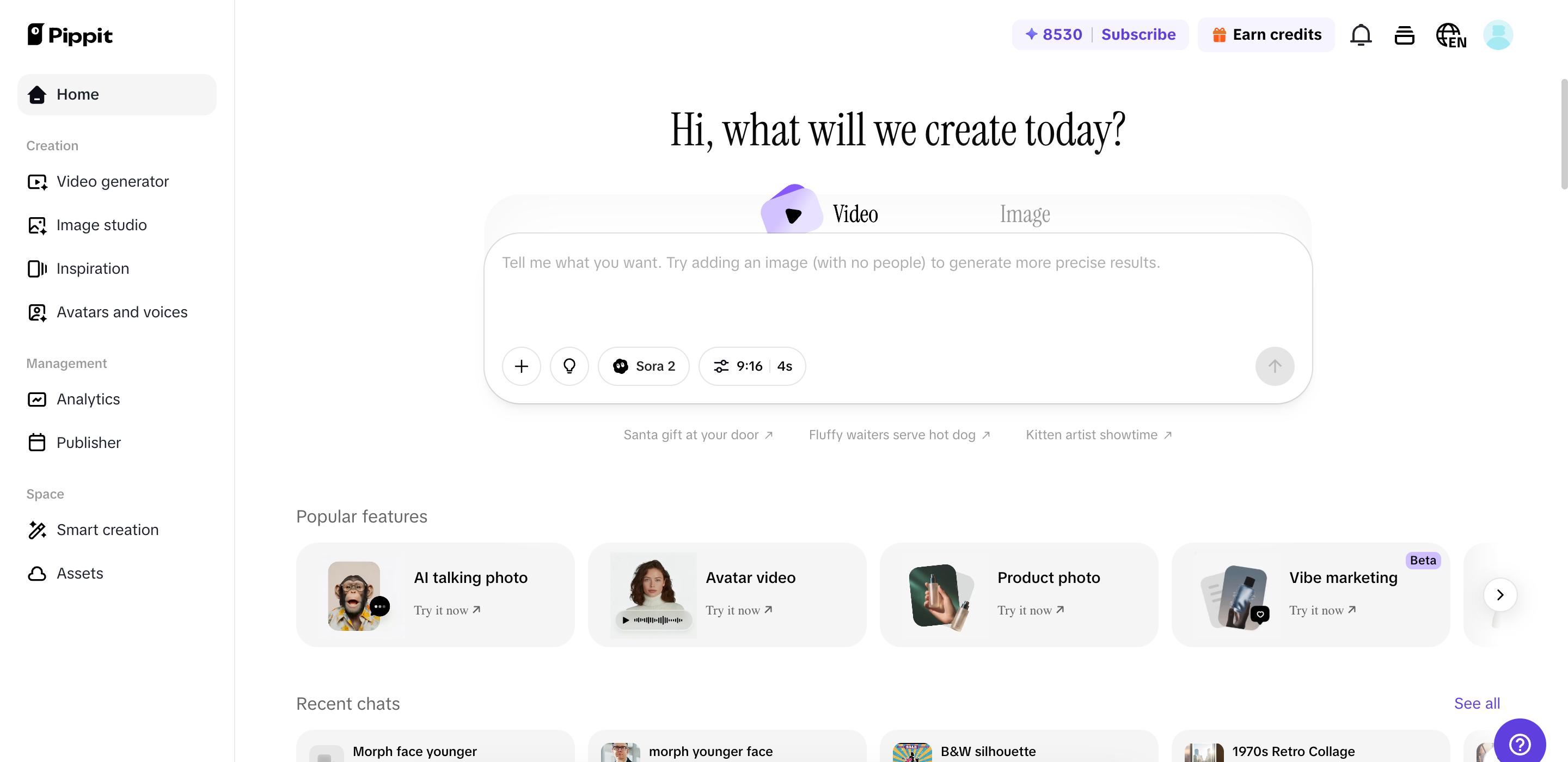 Главная страница Pippit