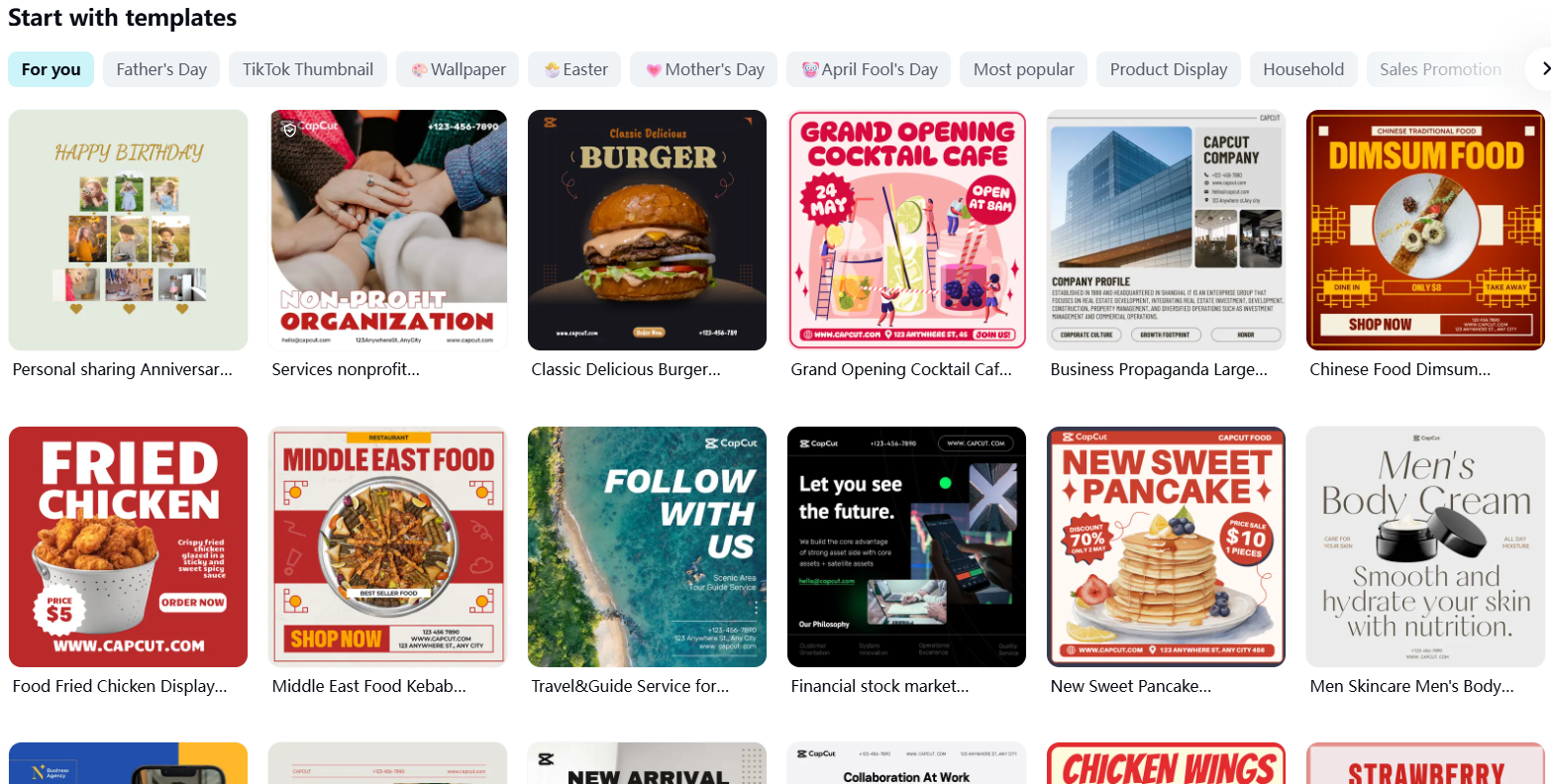 Customizable templates