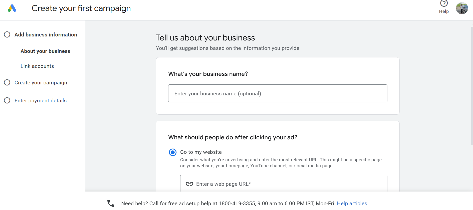 Interface do Google Ads