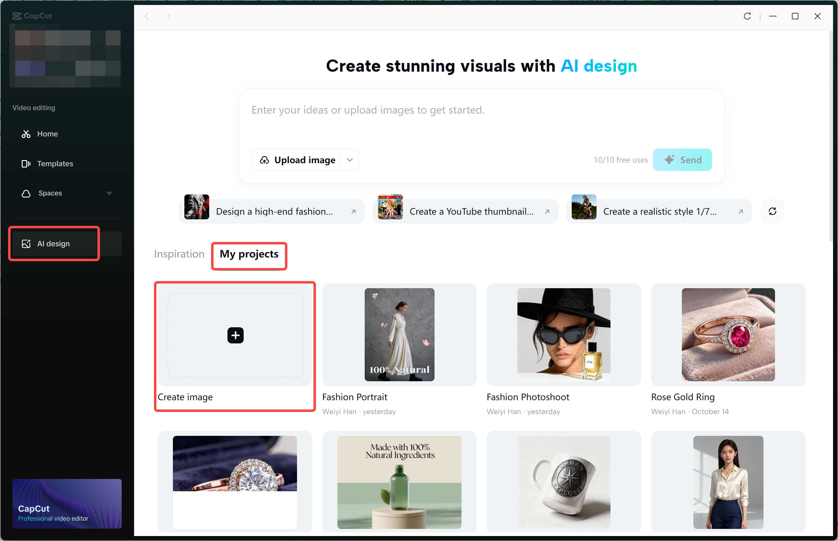 Accessing AI design to the CapCut desktop video editor
