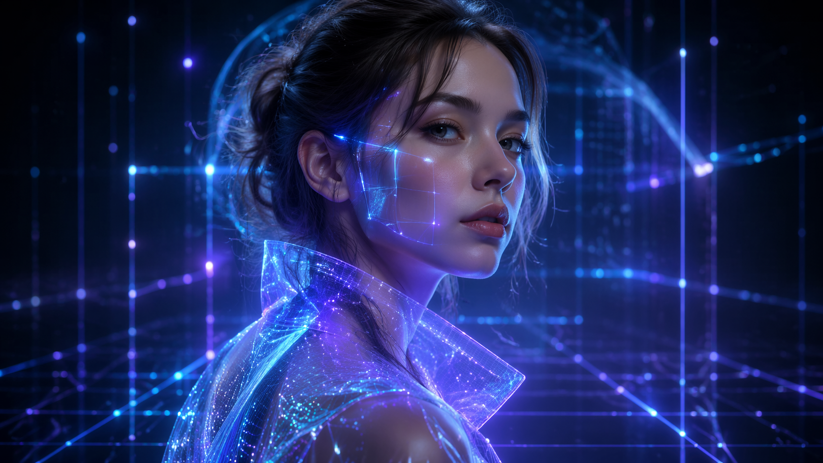Dreamina 3D-Hologrammfilter Prompt Beispiel 4: Sci-Fi Holographic Studio