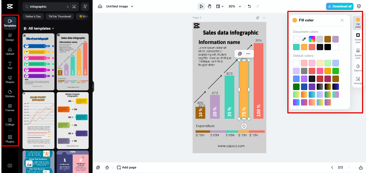 creating infographic in Pippit