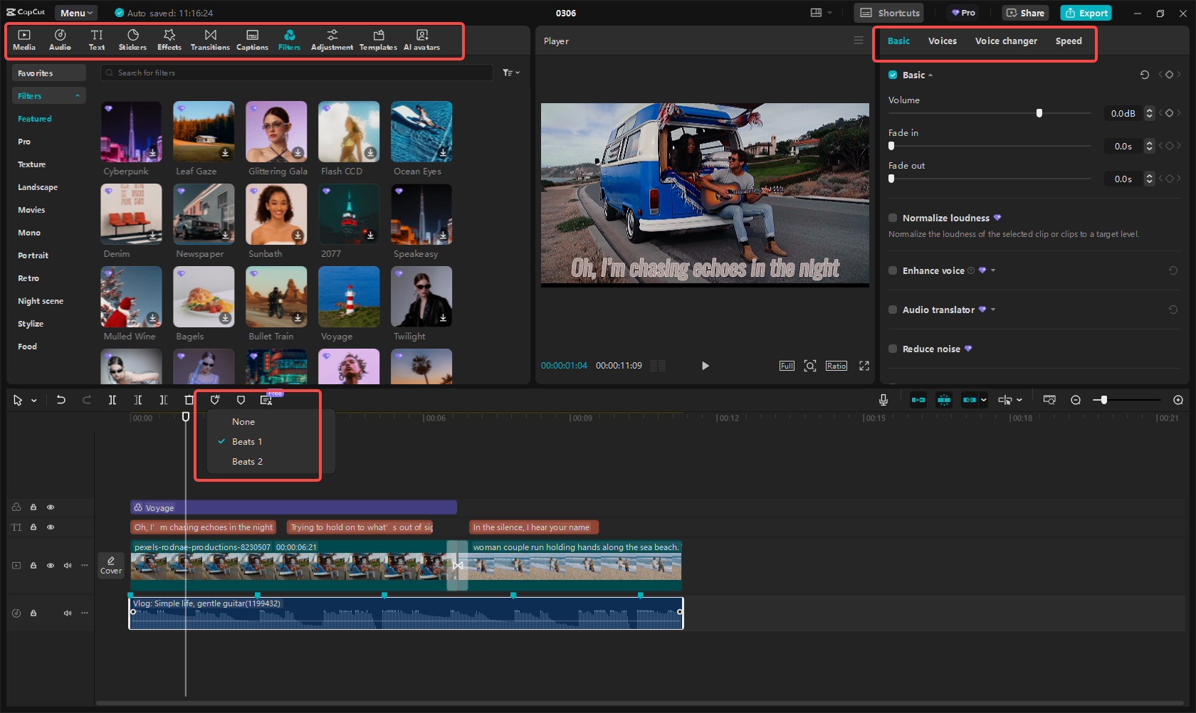 Modifica del video musicale in CapCut