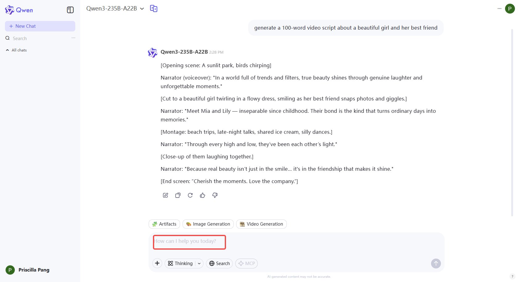 Générer un script vidéo