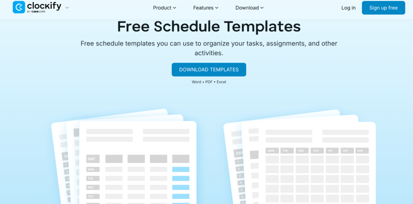 Clockify weekly schedule templates