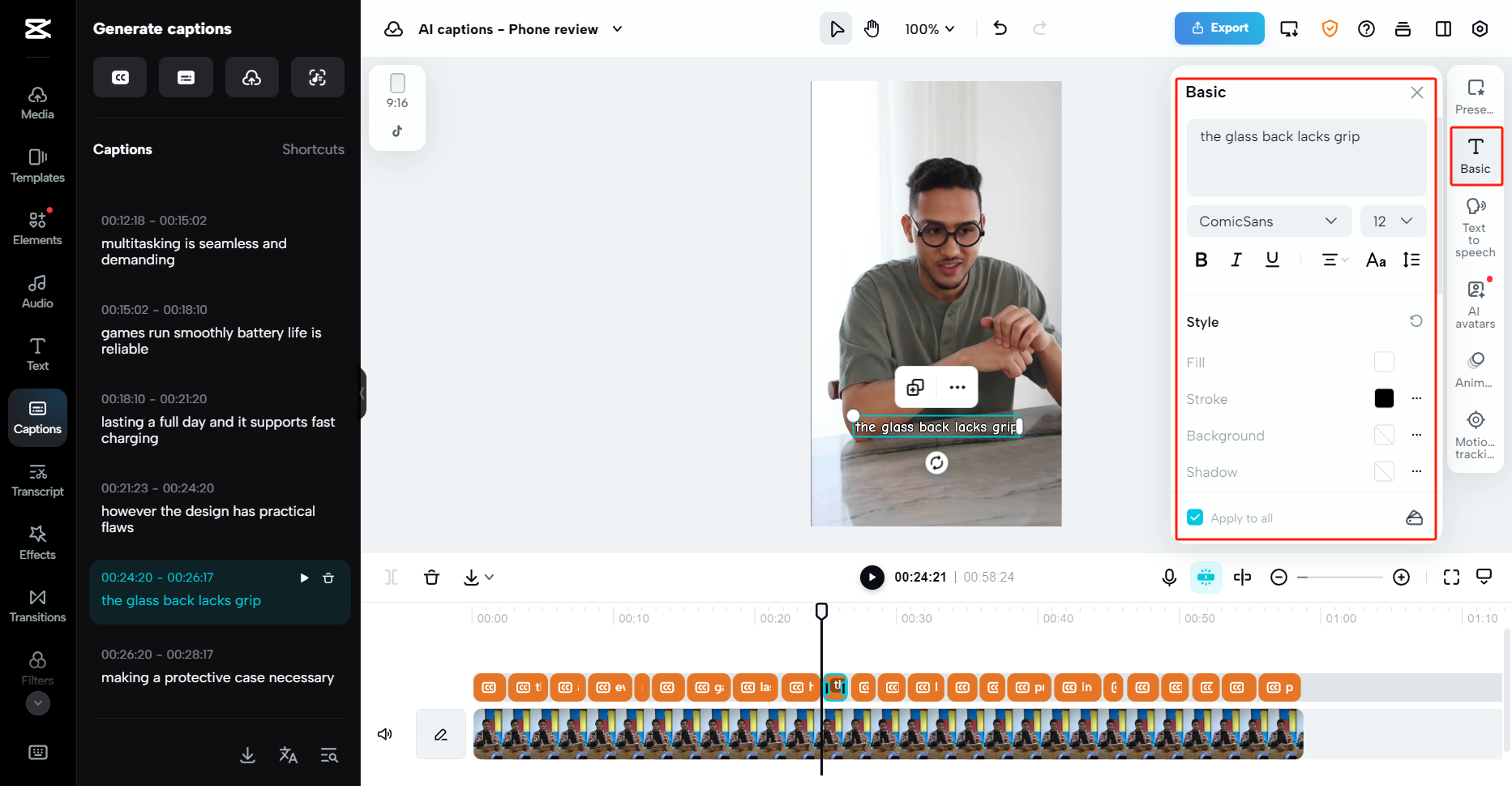 Adjust font appearance