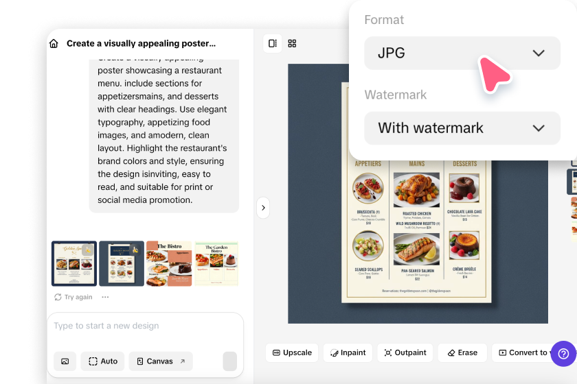 Edit more and download the design