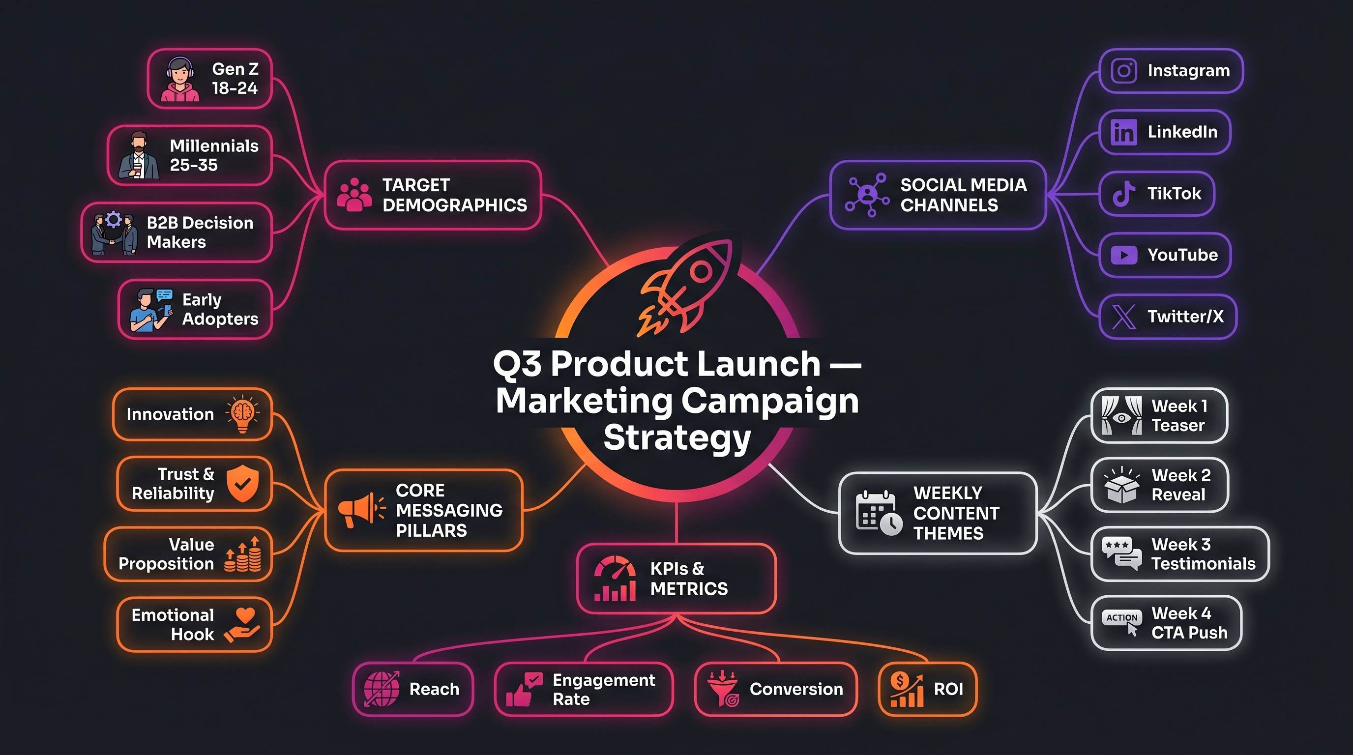Eine Mindmap zur Strategie von Marketingkampagnen