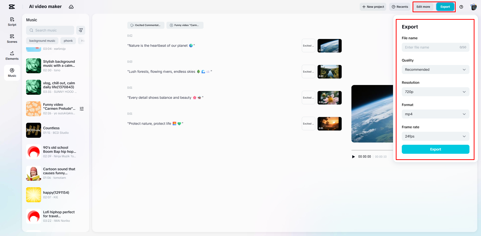 Ein Video aus CapCut Web exportieren