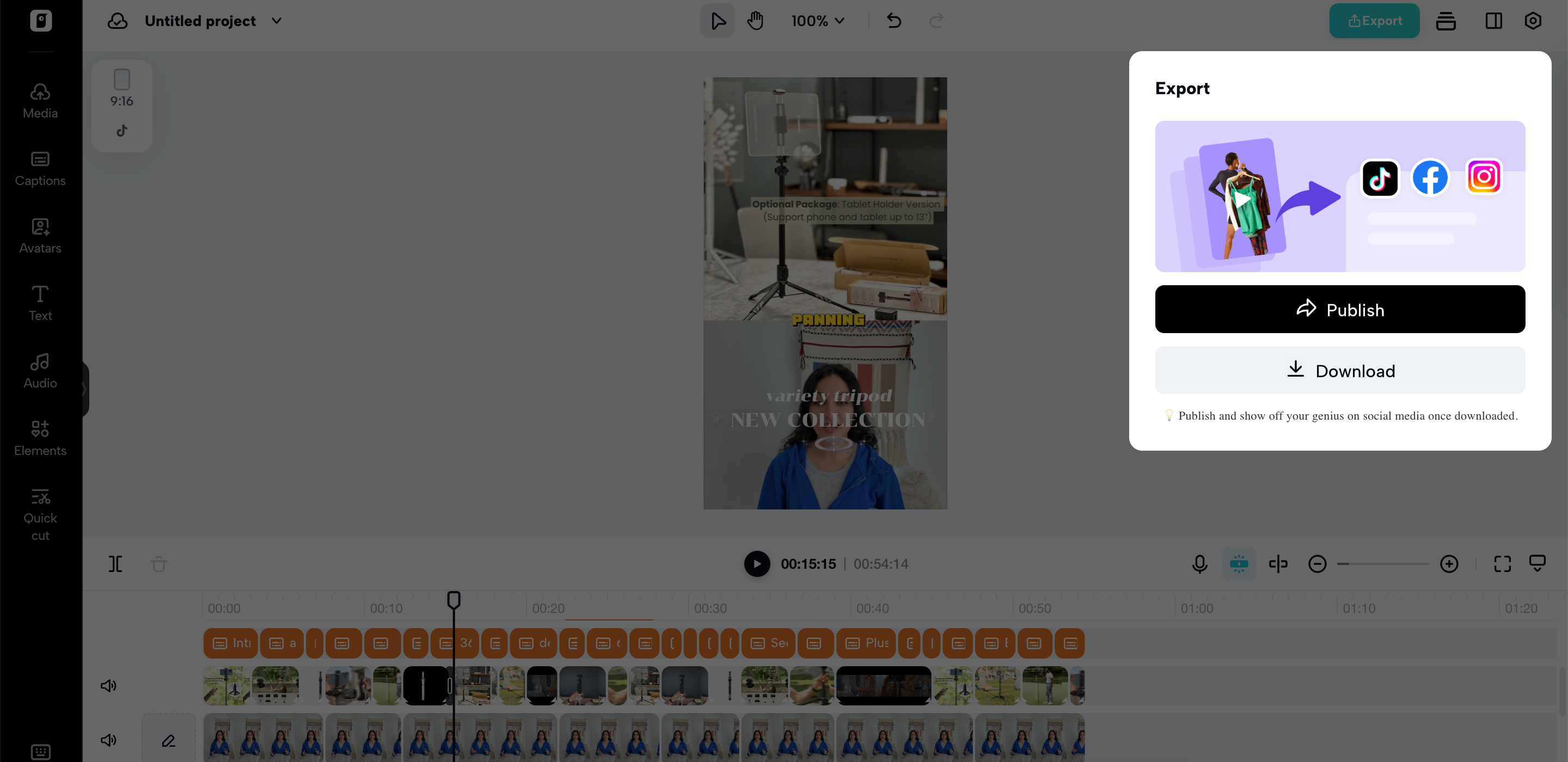 I-publish o i-download ang iyong nilikhang video