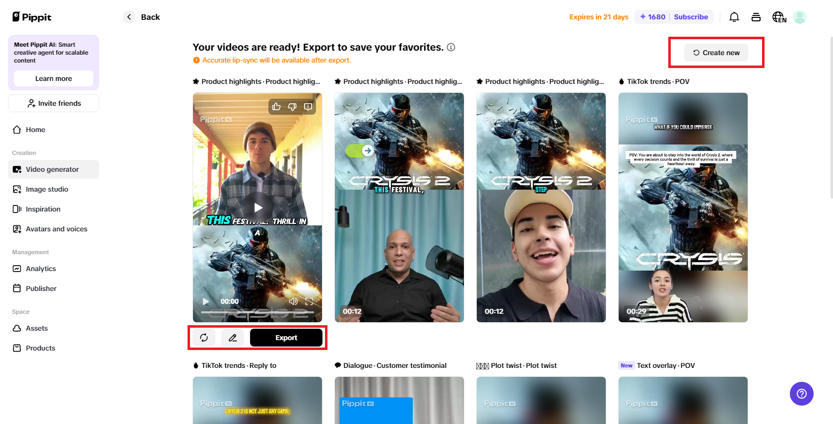 Select your desired video