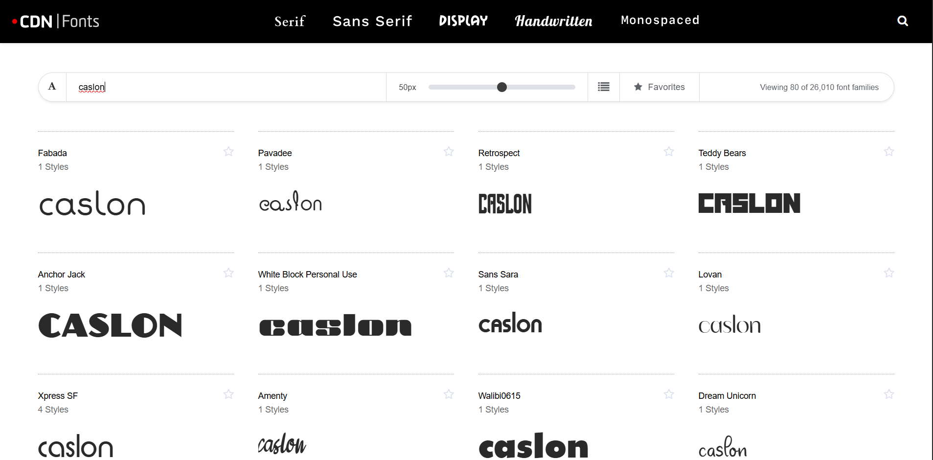 Interface of CDNFonts - a secure site to download Caslon fonts