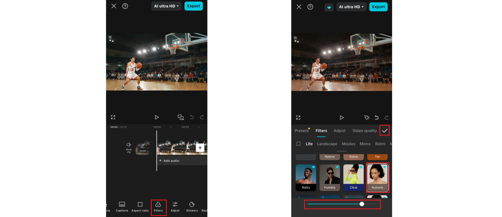 Apply filter and customize