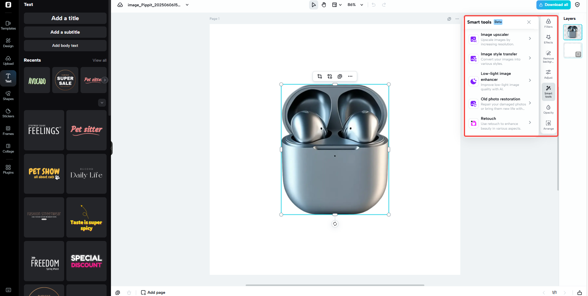 One-click image enhancement