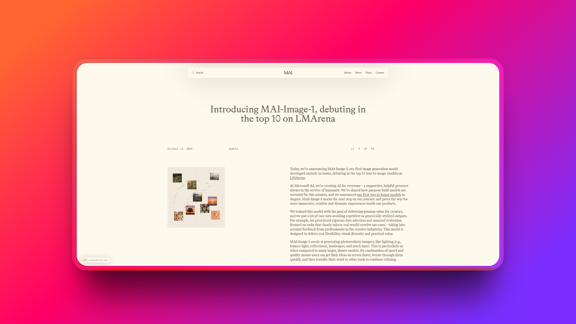 Official announcement of MAI-Image-1