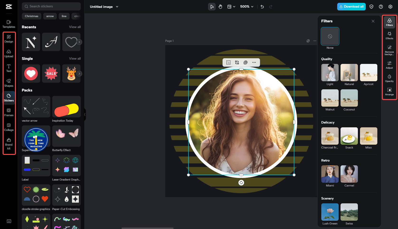Editing the profile photo in CapCut