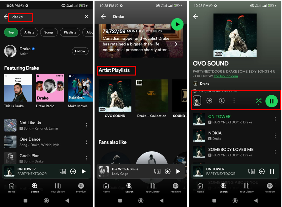 Gambar yang menunjukkan cara melihat lagu rapper yang paling banyak didengarkan di ponsel