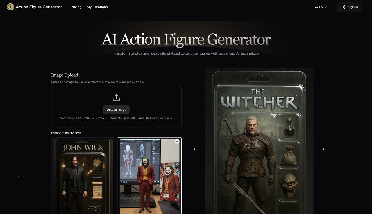 ActionFigureGenerator.ai interface