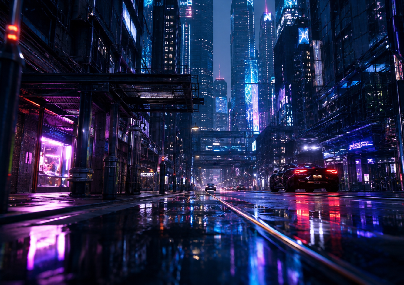 Filmisk cyberpunk stadsvideo