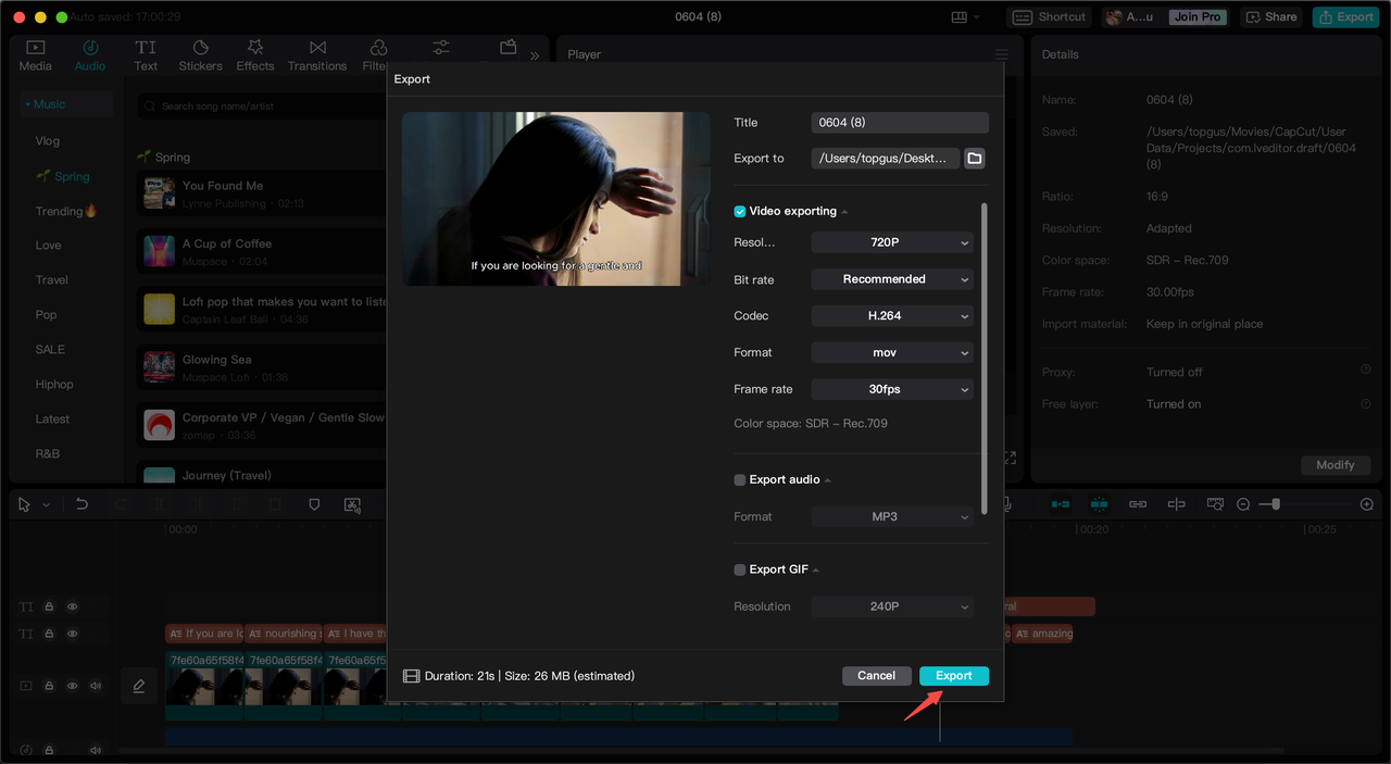 Export your video