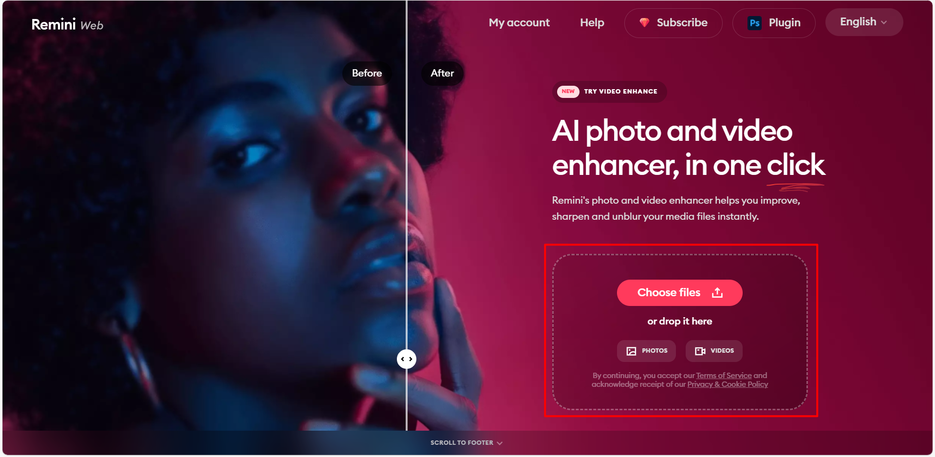 Remini AI photo enhancer tool