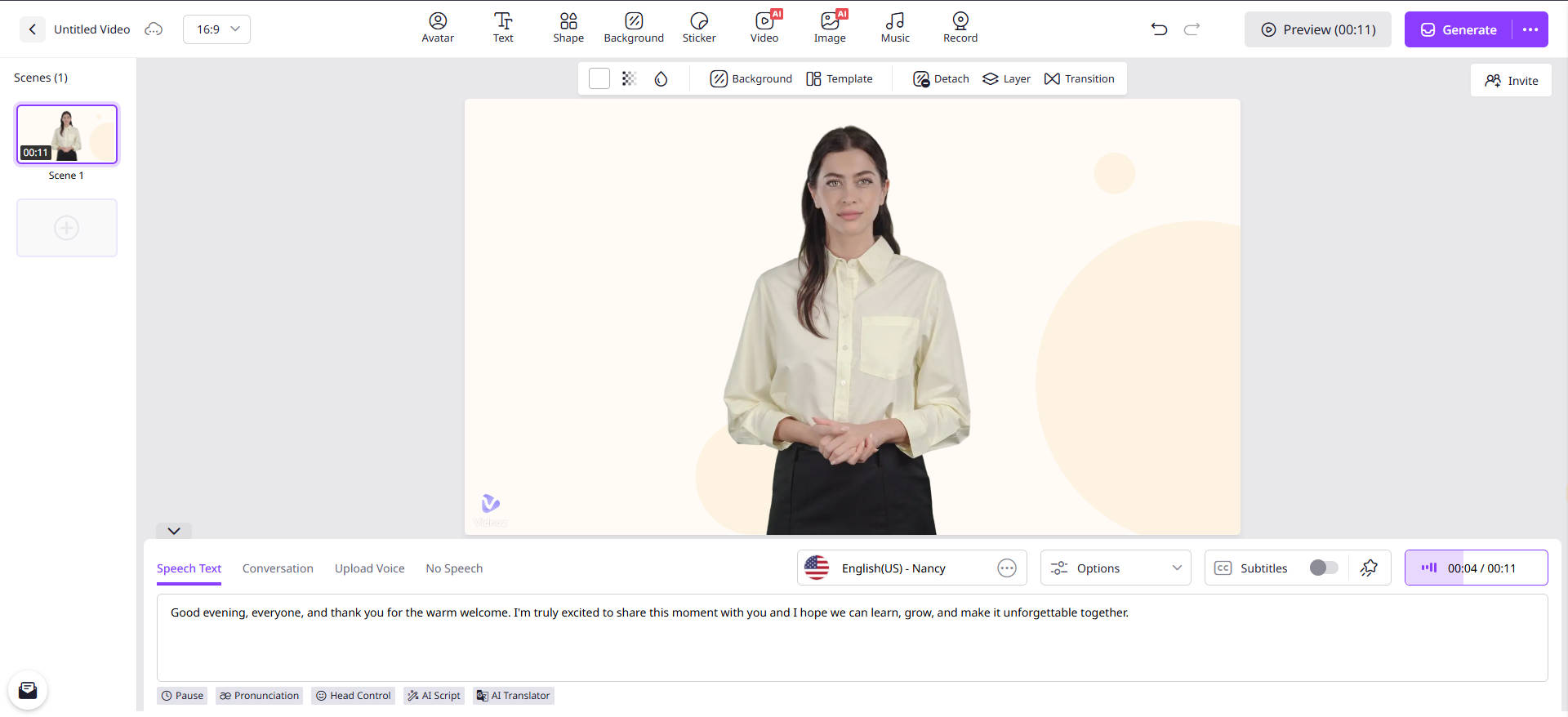Mówiący generator ai głowy