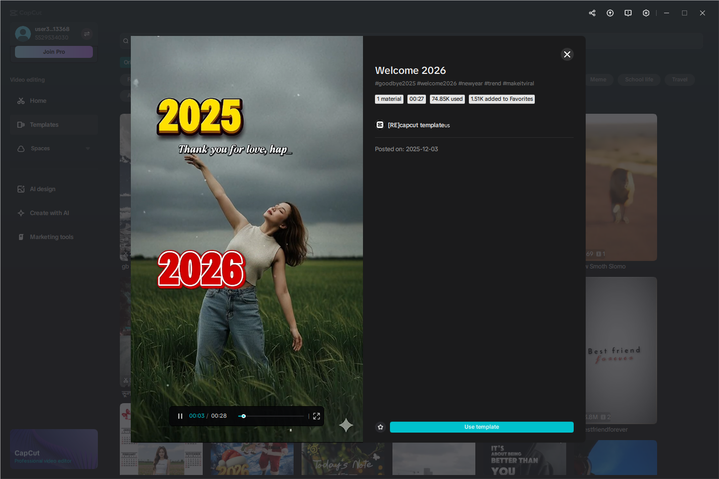 השתמש בתבנית CapCut כדי ליצור סרטונים