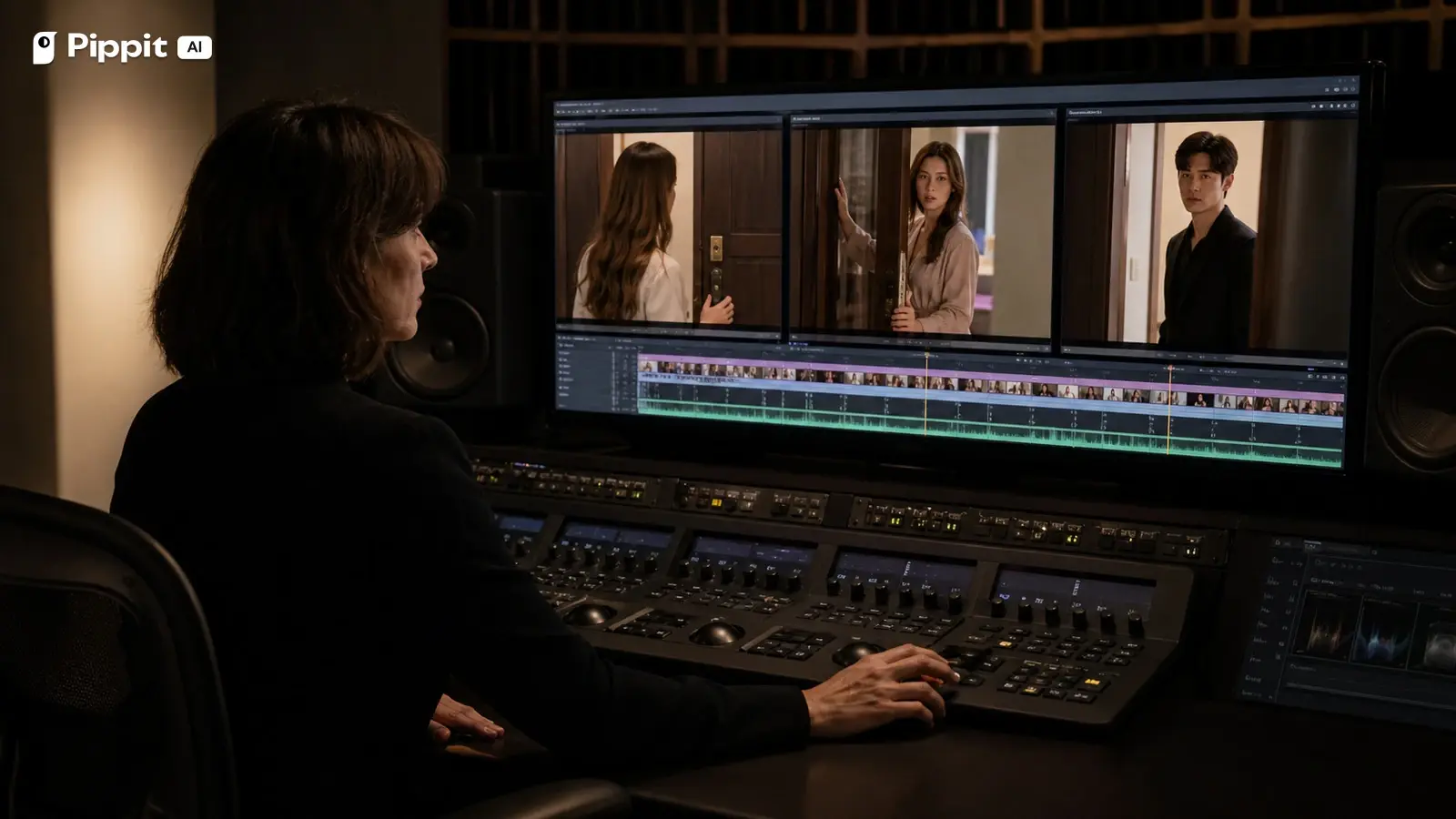 An editor compares three possible vertical microdrama endings and their cut points.