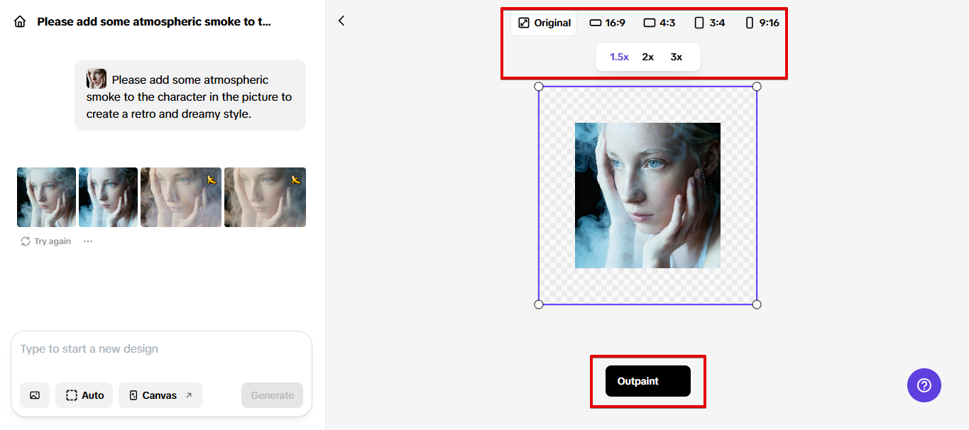 Ferramenta Outpaint no Pippit
