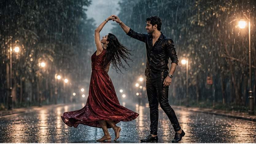 AI Rain Couple Fotobearbeitungsaufforderungen Beispiel 2