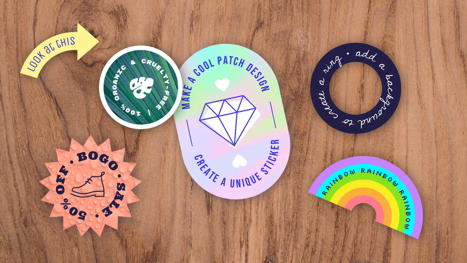 Font melengkung untuk barang dagangan, stiker, dan kemasan