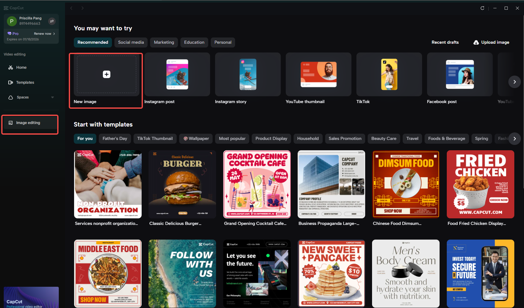Launch CapCut's Image editing feature