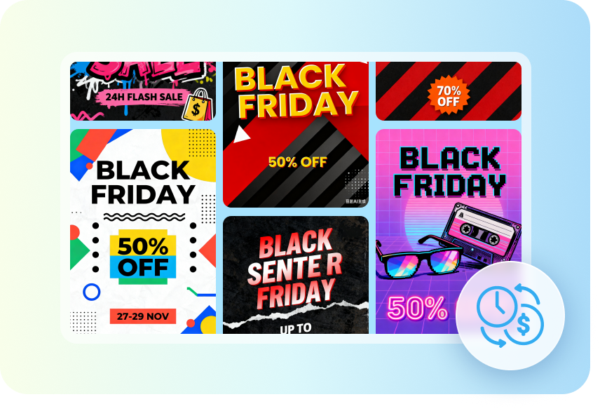 CapCut AI-δημιουργημένες εικόνες για γρήγορη δημιουργία banner Black Friday