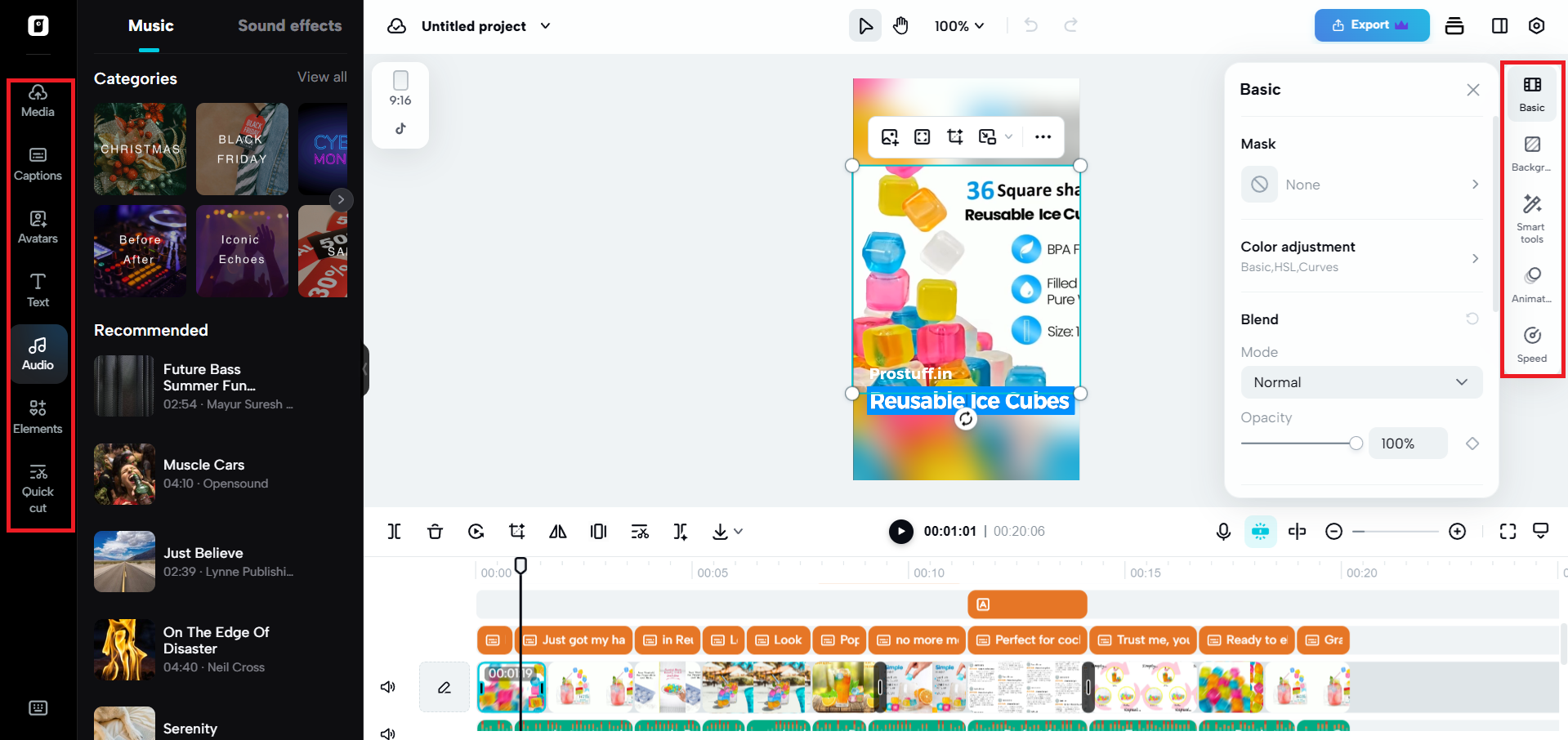 Edit more editing panel