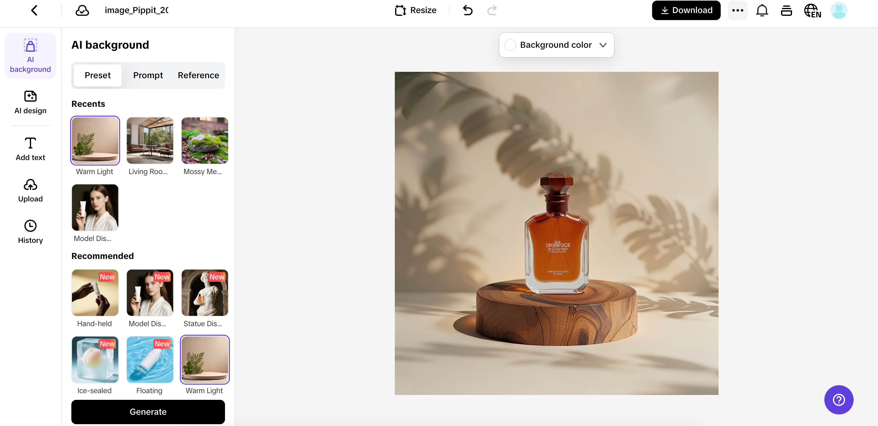 Change background instantly