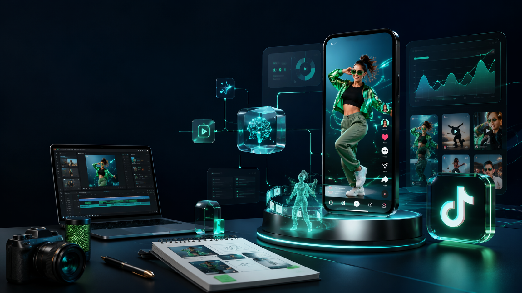 TikTok SEO Video Hooks premium AI social video workflow visual for Pippit creators