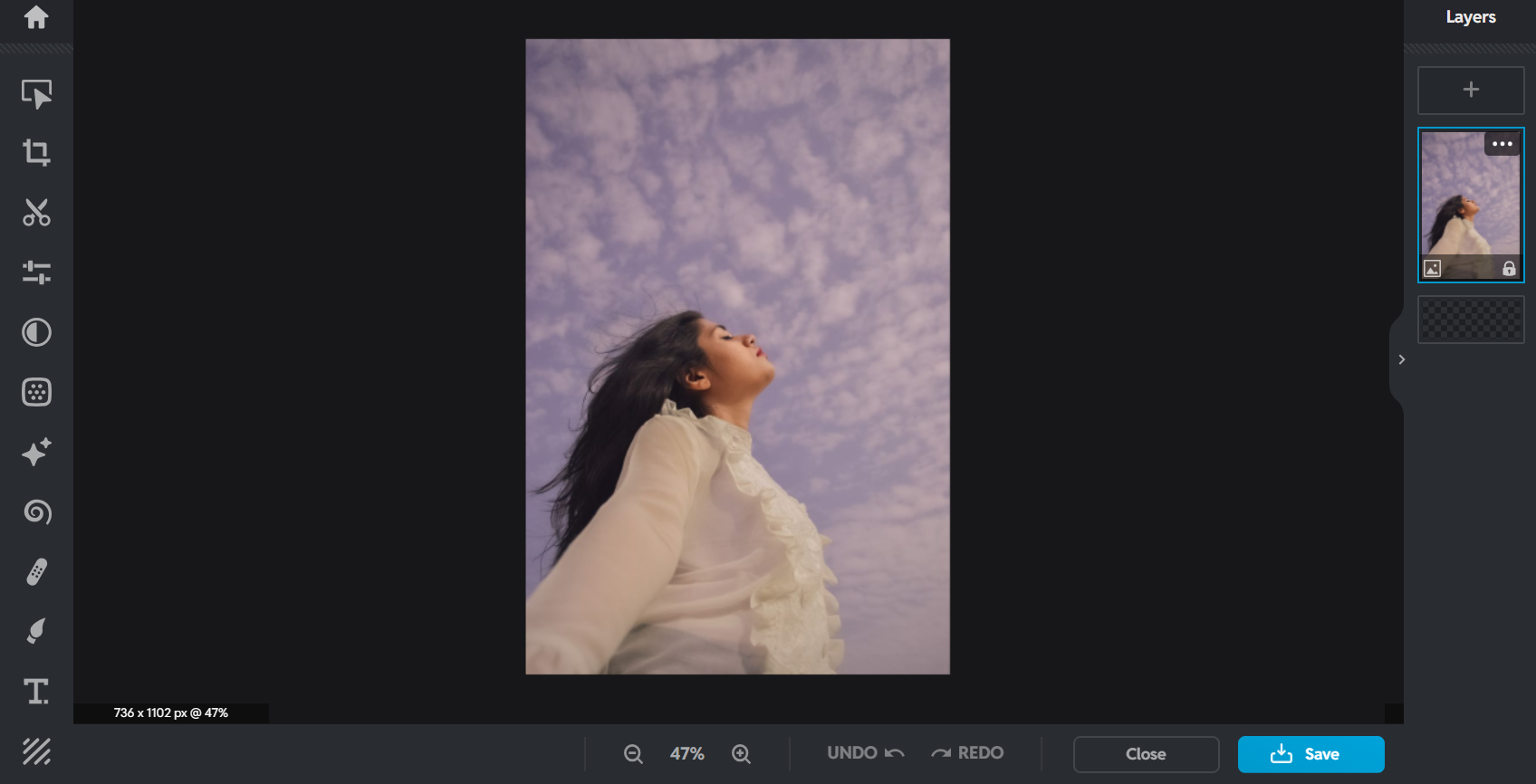 Pixlr app per la rimozione del cielo