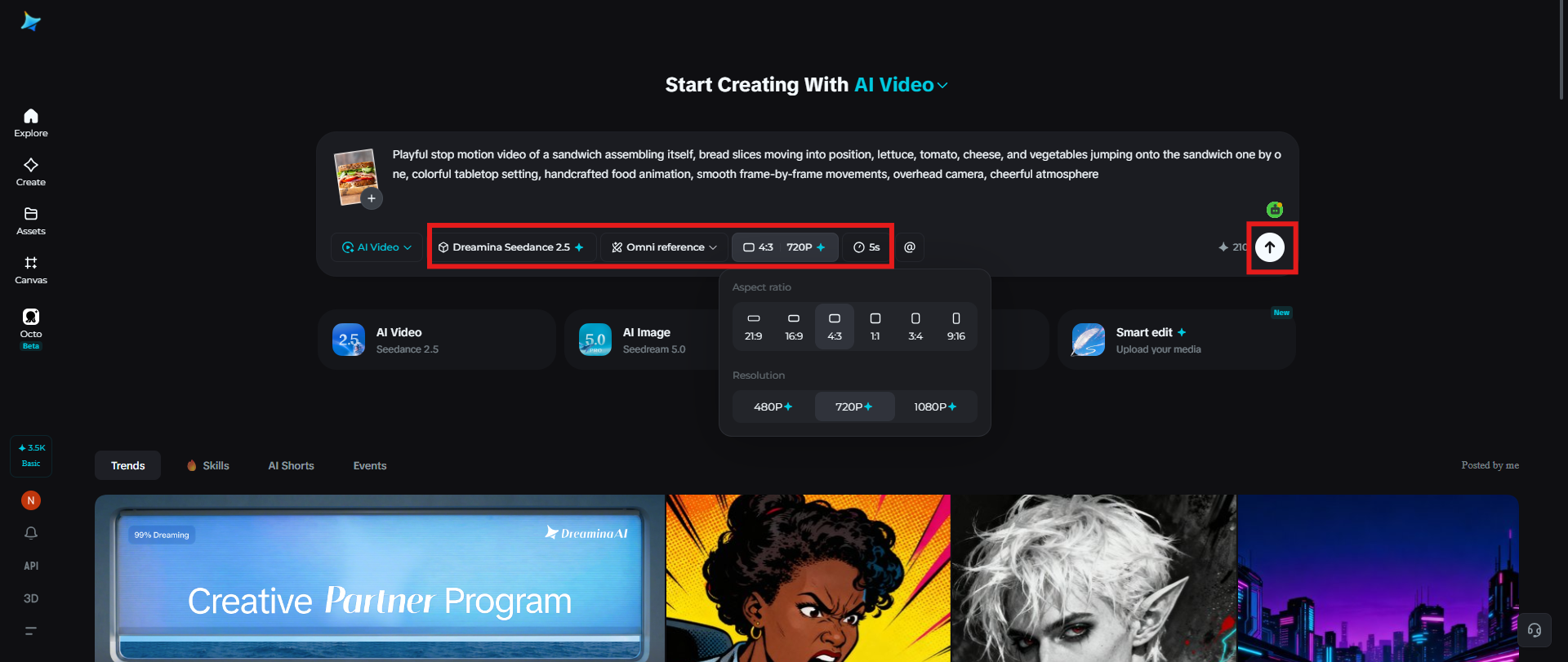 Adjust settings and generate the video
