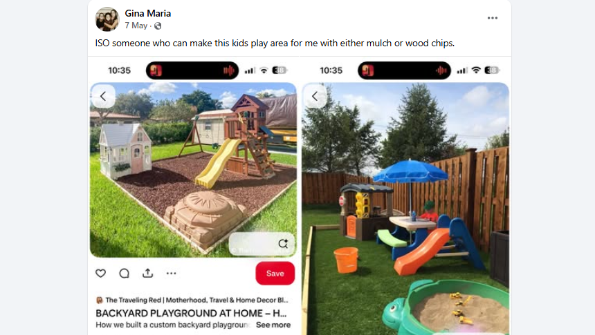 ISO someone to help build a kids' play area