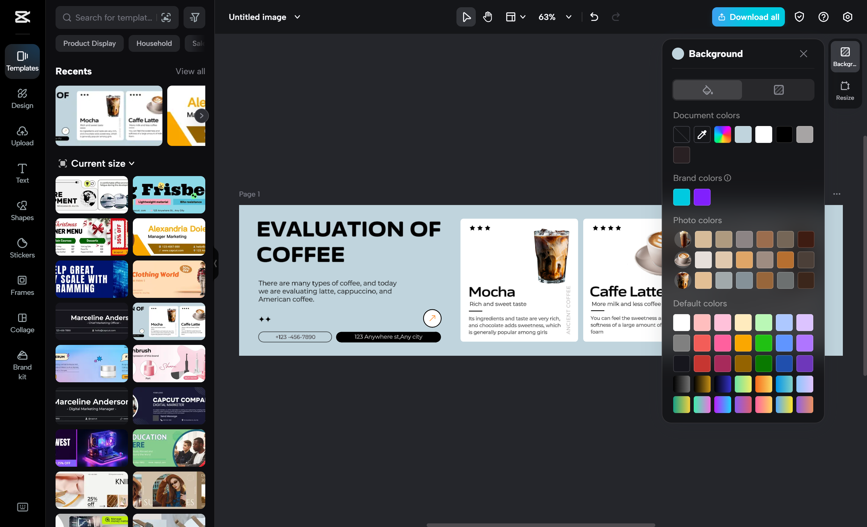 Interface of the CapCut desktop editor showing LinkedIn banner templates
