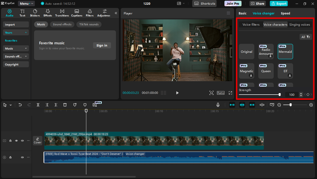 CapCut Desktop voice modulator